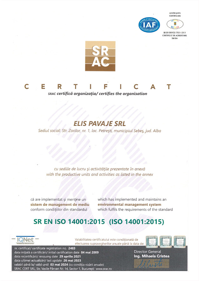 Elis Pavaje ISO 14001:2015